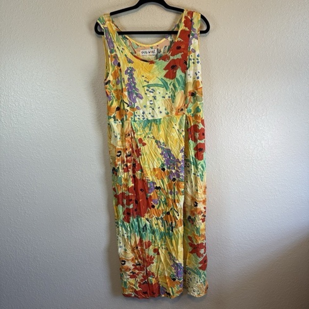 VTG  Jams World Maxi‎ Dress Size XL Multi- Colored hawaiian Print Pockets Beach